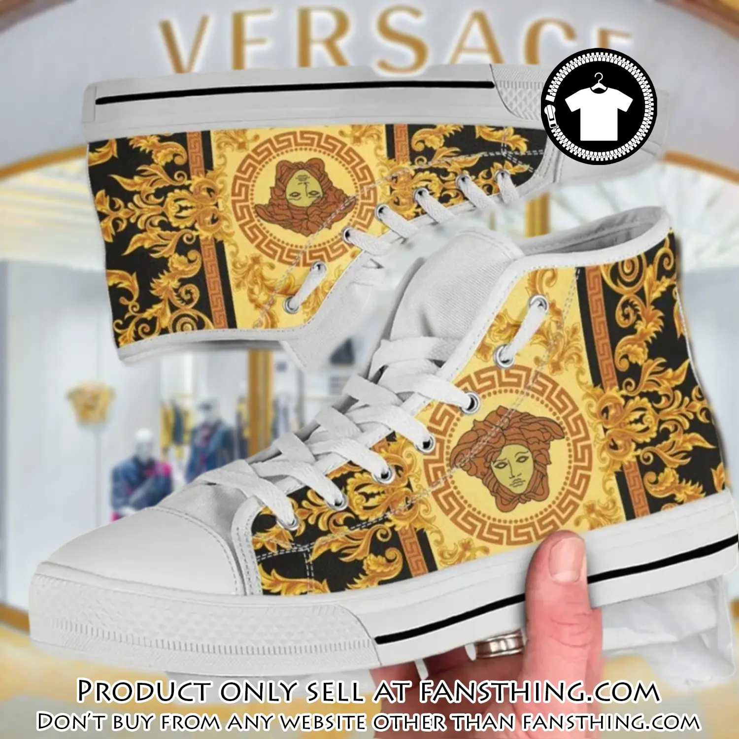 Versace medusa golden high top canvas shoes luxury brand gifts for men women fst5205024